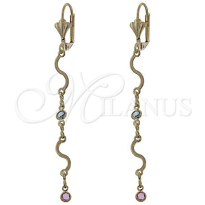 Arete Largo 02.63.2425 Oro Laminado, con Multicolor Opal, Pulido, Tono Dorado