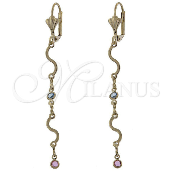Arete Largo 02.63.2425 Oro Laminado, con Multicolor Opal, Pulido, Tono Dorado