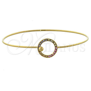 Aro Individual 07.165.0004.1 Oro Laminado, con Multicolor Cristal, Pulido, Tono Dorado (01 MM Thickness, Size 5 (2.50 Diameter))