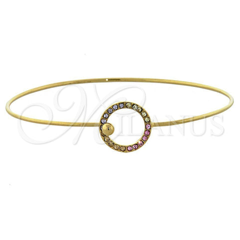 Aro Individual 07.165.0004.1 Oro Laminado, con Multicolor Cristal, Pulido, Tono Dorado (01 MM Thickness, Size 5 (2.50 Diameter))