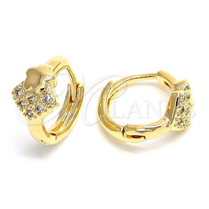 Argolla Huggie 02.168.0011 Oro Laminado, Diseño de Estrella, con Blanca Zirconia Cubica, Pulido, Tono Dorado
