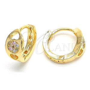 Argolla Huggie 02.122.0059 Oro Laminado, con Multicolor Micro Pave, Pulido, Tono Dorado