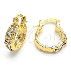 Argolla Huggie 02.168.0032 Oro Laminado, con Blanca Zirconia Cubica, Pulido, Tono Dorado