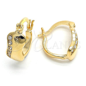 Argolla Huggie 02.94.0064 Oro Laminado, con Blanca Cristal, Pulido, Tono Dorado