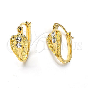 Argolla Huggie 02.164.0033 Oro Laminado, con Blanca Cristal, Mate, Tono Dorado