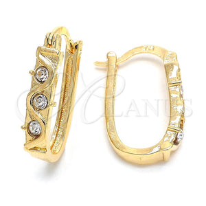 Argolla Huggie 02.168.0018 Oro Laminado, con Blanca Cristal, Pulido, Tono Dorado