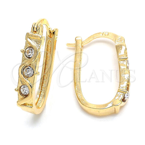 Argolla Huggie 02.168.0018 Oro Laminado, con Blanca Cristal, Pulido, Tono Dorado