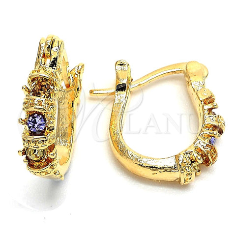 Argolla Huggie 02.164.0023.1 Oro Laminado, con Multicolor Cristal, Diamantado, Tono Dorado