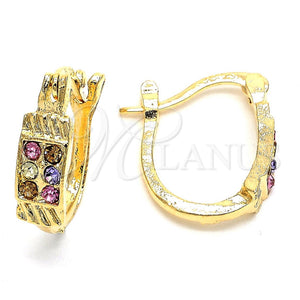 Argolla Pequeña 02.164.0036.1 Oro Laminado, con Multicolor Cristal, Diamantado, Tono Dorado