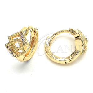 Argolla Huggie 02.122.0072 Oro Laminado, con Multicolor Micro Pave, Diamantado, Tono Dorado