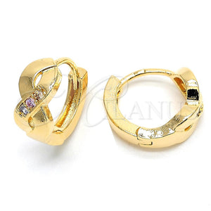 Argolla Huggie 02.122.0057 Oro Laminado, con Multicolor Micro Pave, Pulido, Tono Dorado