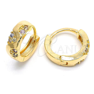 Argolla Huggie 02.122.0066 Oro Laminado, con Multicolor Zirconia Cubica, Pulido, Tono Dorado