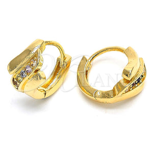 Argolla Huggie 02.122.0063 Oro Laminado, con Multicolor Cristal, Diamantado, Tono Dorado