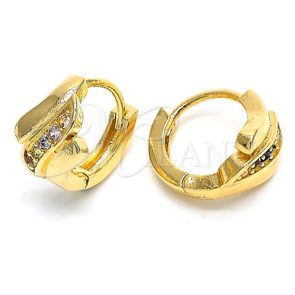Argolla Huggie 02.122.0063 Oro Laminado, con Multicolor Cristal, Diamantado, Tono Dorado