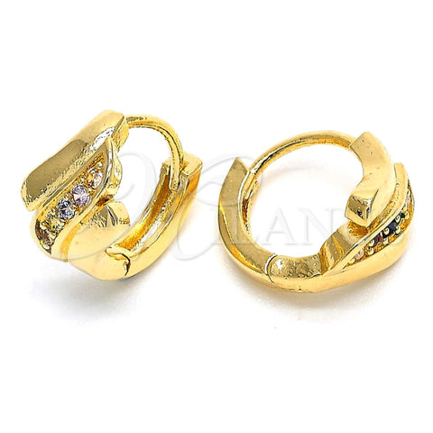 Argolla Huggie 02.122.0063 Oro Laminado, con Multicolor Cristal, Diamantado, Tono Dorado