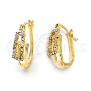 Argolla Huggie 02.164.0041 Oro Laminado, con Blanca Cristal, Pulido, Tono Dorado
