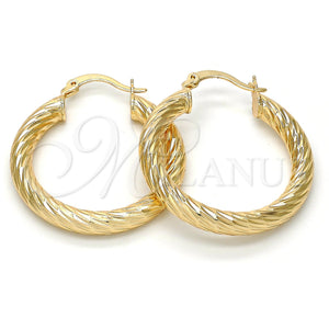 Argolla Mediana 5.139.010.30 Oro Laminado, Diseño de Hueco, Diamantado, Tono Dorado