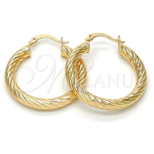 Argolla Mediana 5.139.010.30 Oro Laminado, Diseño de Hueco, Diamantado, Tono Dorado