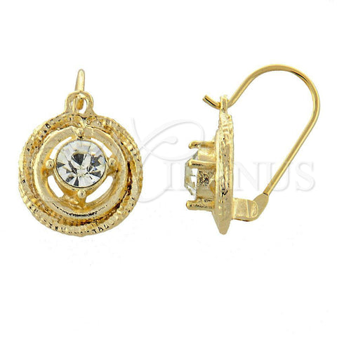 Arete Gancho Frances 02.164.0031 Oro Laminado, con Blanca Zirconia Cubica, Diamantado, Tono Dorado