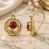 Arete Gancho Frances 02.164.0031.1 Oro Laminado, con Zirconia Cubica Granate, Diamantado, Tono Dorado