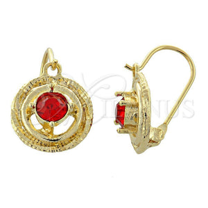 Arete Gancho Frances 02.164.0031.1 Oro Laminado, con Granate Zirconia Cubica, Diamantado, Tono Dorado