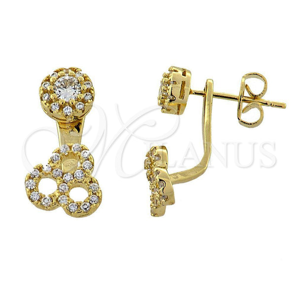 Arete Dormilona 02.199.0006 Oro Laminado, con Blanca Micro Pave, Pulido, Tono Dorado