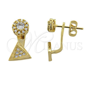 Arete Dormilona 02.199.0001 Oro Laminado, Diseño de Flor, con Blanca Micro Pave, Pulido, Tono Dorado