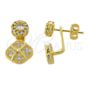 Arete Dormilona 02.199.0002 Oro Laminado, Diseño de Flor, con Blanca Micro Pave, Pulido, Tono Dorado
