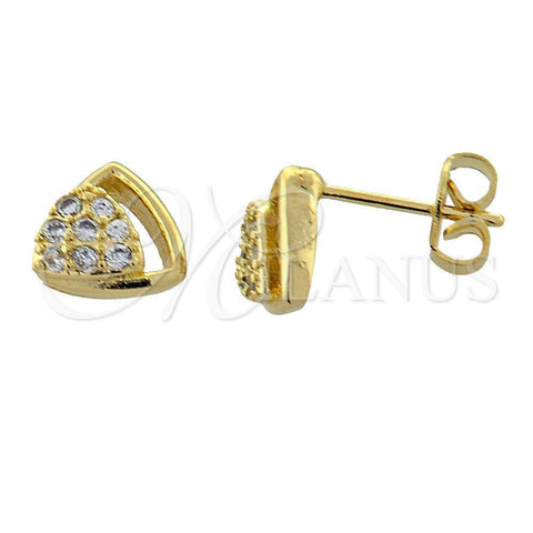 Arete Dormilona 02.168.0015 Oro Laminado, con Blanca Micro Pave, Pulido, Tono Dorado
