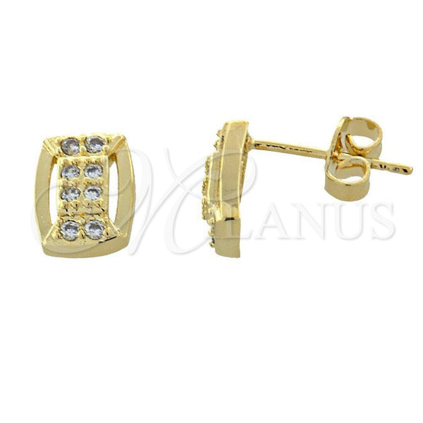Arete Dormilona 02.168.0014 Oro Laminado, con Blanca Micro Pave, Pulido, Tono Dorado