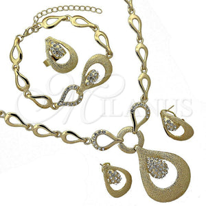 Collar, Pulsera, Dije y Anillo 06.191.0053 Oro Laminado, Diseño de Gota, con Blanca Cristal, Pulido, Tono Dorado