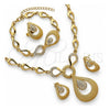 Collar, Pulsera, Dije y Anillo 06.191.0053 Oro Laminado, Diseño de Gota, con Cristal Blanca, Pulido, Tono Dorado