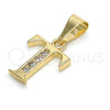 Dije Elegante 05.26.0032 Oro Laminado, Diseño de Iniciales, con Blanca Zirconia Cubica, Pulido, Tono Dorado