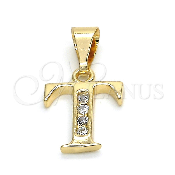 Dije Elegante 05.26.0032 Oro Laminado, Diseño de Iniciales, con Blanca Zirconia Cubica, Pulido, Tono Dorado