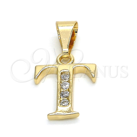 Dije Elegante 05.26.0032 Oro Laminado, Diseño de Iniciales, con Blanca Zirconia Cubica, Pulido, Tono Dorado