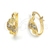Argolla Huggie 02.164.0034 Oro Laminado, Diseño de Flor, con Blanca Cristal, Pulido, Tono Dorado