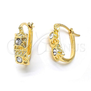 Argolla Huggie 02.164.0042 Oro Laminado, con Blanca Cristal, Mate, Tono Dorado