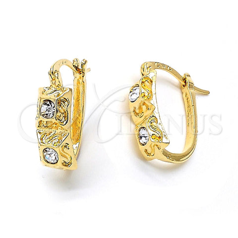 Argolla Huggie 02.164.0042 Oro Laminado, con Blanca Cristal, Mate, Tono Dorado