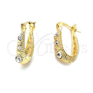 Argolla Huggie 02.164.0044 Oro Laminado, con Blanca Cristal, Mate, Tono Dorado