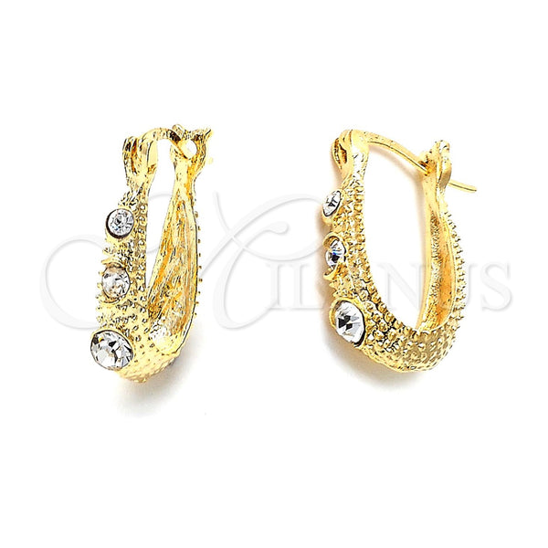 Argolla Huggie 02.164.0044 Oro Laminado, con Blanca Cristal, Mate, Tono Dorado