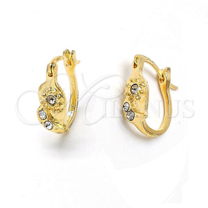 Argolla Huggie 02.164.0039 Oro Laminado, Diseño de Corazón, con Blanca Cristal, Mate, Tono Dorado