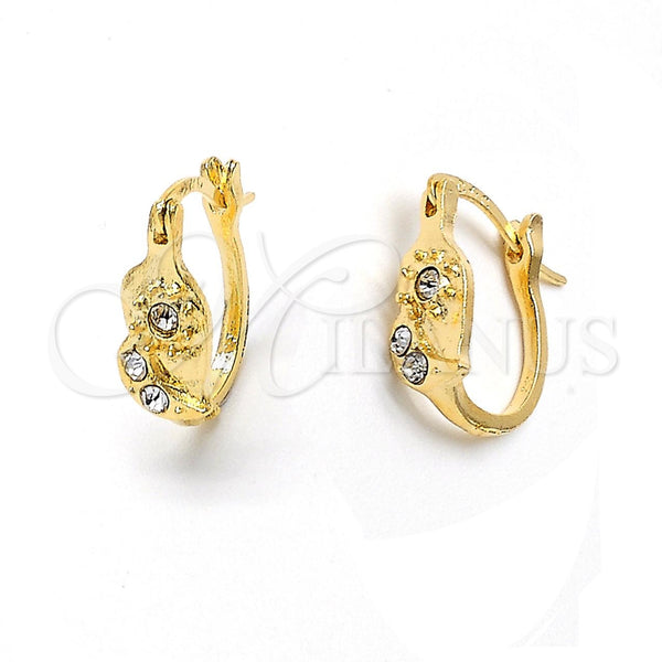 Argolla Huggie 02.164.0039 Oro Laminado, Diseño de Corazón, con Blanca Cristal, Mate, Tono Dorado