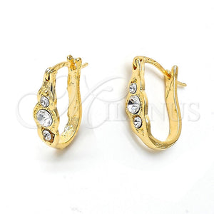 Argolla Huggie 02.164.0032 Oro Laminado, con Blanca Cristal, Pulido, Tono Dorado