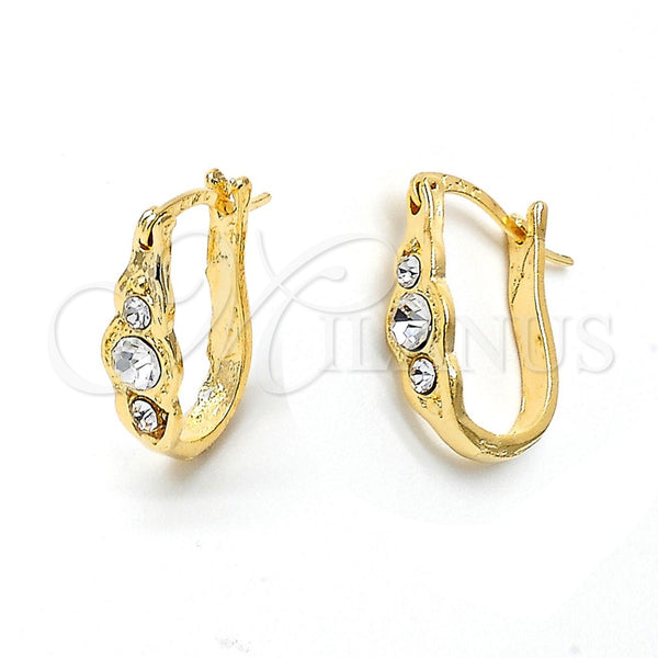 Argolla Huggie 02.164.0032 Oro Laminado, con Blanca Cristal, Pulido, Tono Dorado