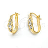 Argolla Huggie 02.164.0032 Oro Laminado, con Blanca Cristal, Pulido, Tono Dorado