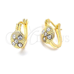 Argolla Huggie 02.164.0038 Oro Laminado, con Blanca Cristal, Mate, Tono Dorado