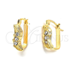 Argolla Huggie 02.164.0035 Oro Laminado, con Blanca Cristal, Pulido, Tono Dorado
