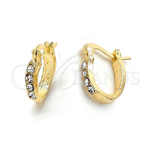 Argolla Huggie 02.164.0024 Oro Laminado, con Blanca Cristal, Mate, Tono Dorado