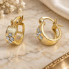Argolla Pequeña 02.94.0063 Oro Laminado, con Cristal Blanca, Diamantado, Tono Dorado