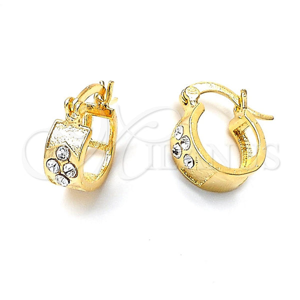 Argolla Pequeña 02.94.0063 Oro Laminado, con Blanca Cristal, Diamantado, Tono Dorado